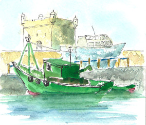 Essaouira harbor boats